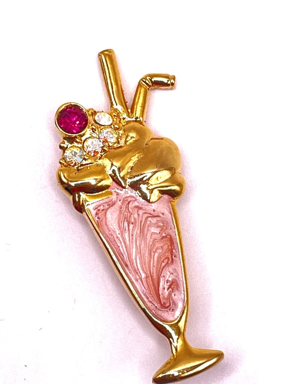 Vintage LIA Signed Ice Cream Float Pin Brooch